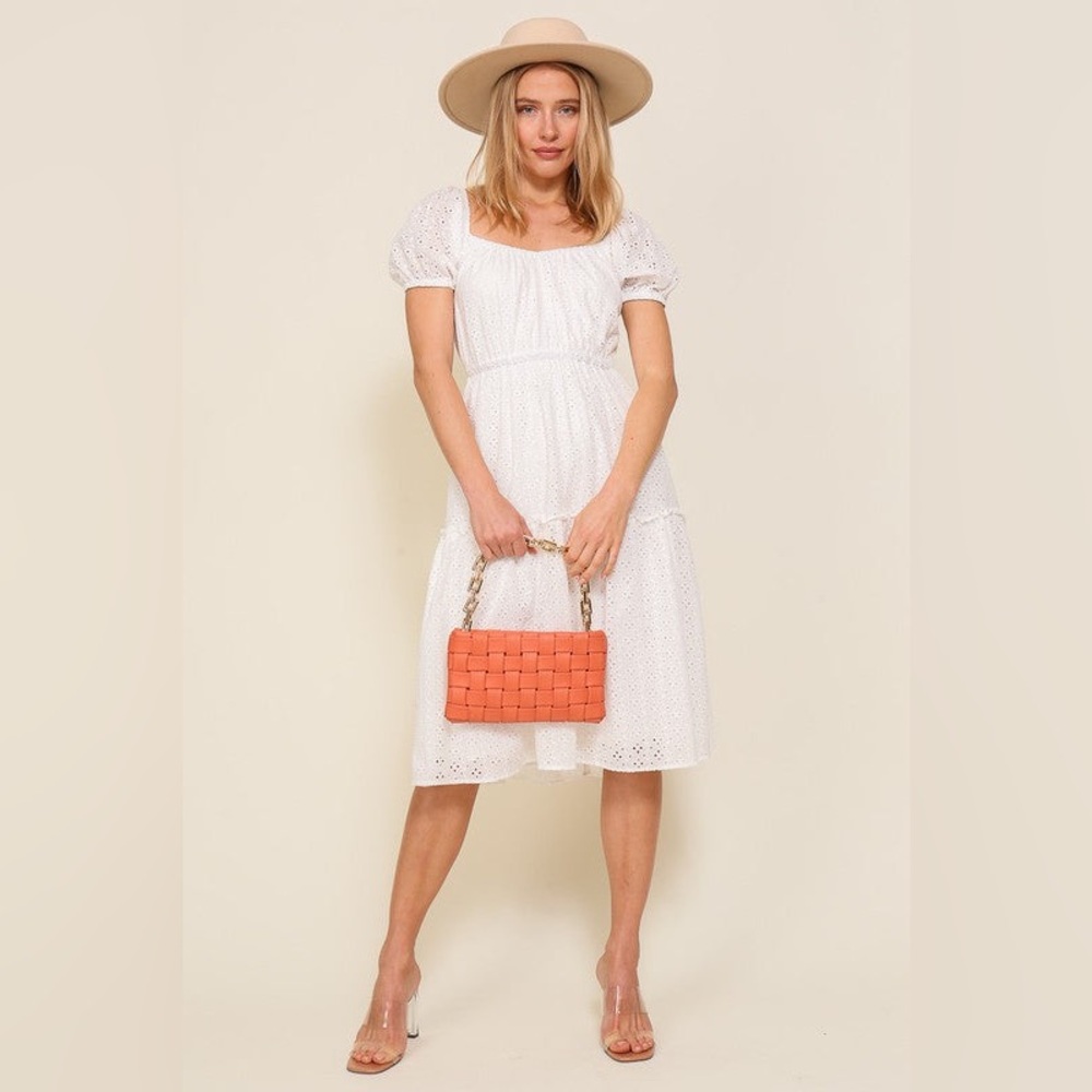 Lumiere White Eyelet Midi Dress